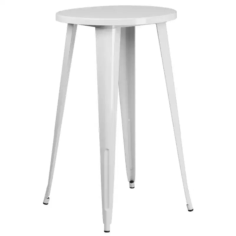 Set da tavolo da bar rotondo in metallo per interni ed esterni Flash Furniture di grado commerciale da 24 pollici con 2 sgabelli con schienale a doghe verticali