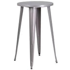 Set da tavolo da bar rotondo in metallo per interni ed esterni Flash Furniture di grado commerciale da 24 pollici con 2 sgabelli con schienale a doghe verticali