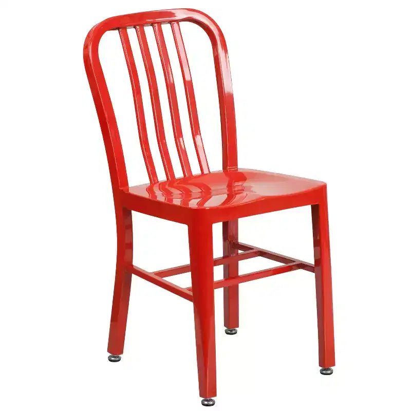 Set da tavolo Flash Furniture di livello commerciale rotondo da 24 pollici in metallo per interni ed esterni con 2 sedie con schienale a doghe verticali