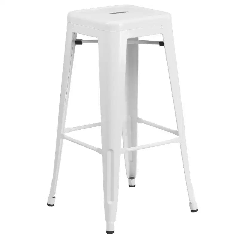 Flash Furniture Tavolo da Bar Rotondo da 24 Pollici in Metallo per Interni ed Esterni con 2 Sgabelli Senza Schienale con Seduta Quadrata