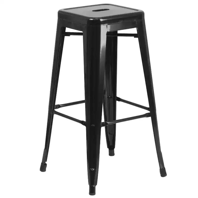 Flash Furniture Tavolo da Bar Rotondo da 24 Pollici in Metallo per Interni ed Esterni con 2 Sgabelli Senza Schienale con Seduta Quadrata
