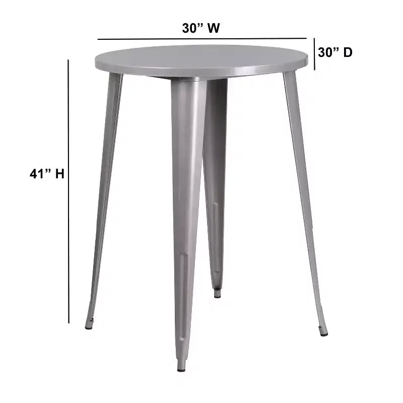 Tavolo rotondo Flash Furniture da 30 pollici in metallo per interni ed esterni ad altezza bar, per uso commerciale
