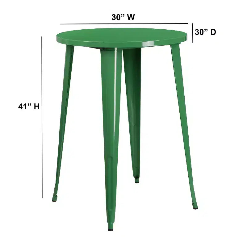 Tavolo rotondo Flash Furniture da 30 pollici in metallo per interni ed esterni ad altezza bar, per uso commerciale