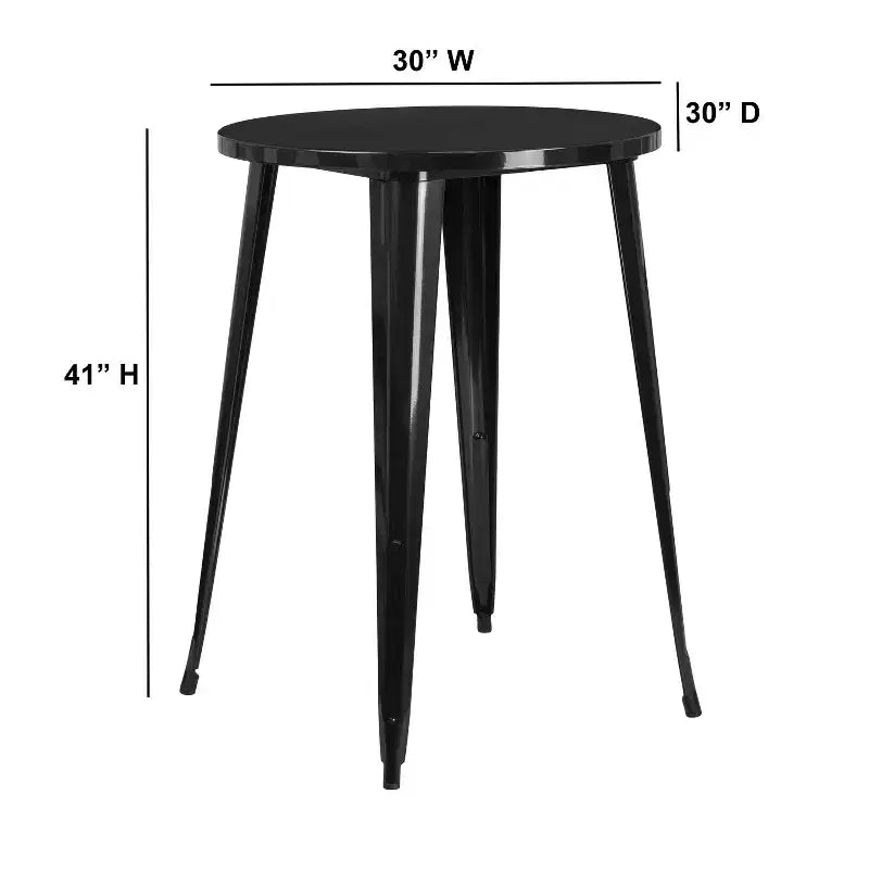 Tavolo rotondo Flash Furniture da 30 pollici in metallo per interni ed esterni ad altezza bar, per uso commerciale