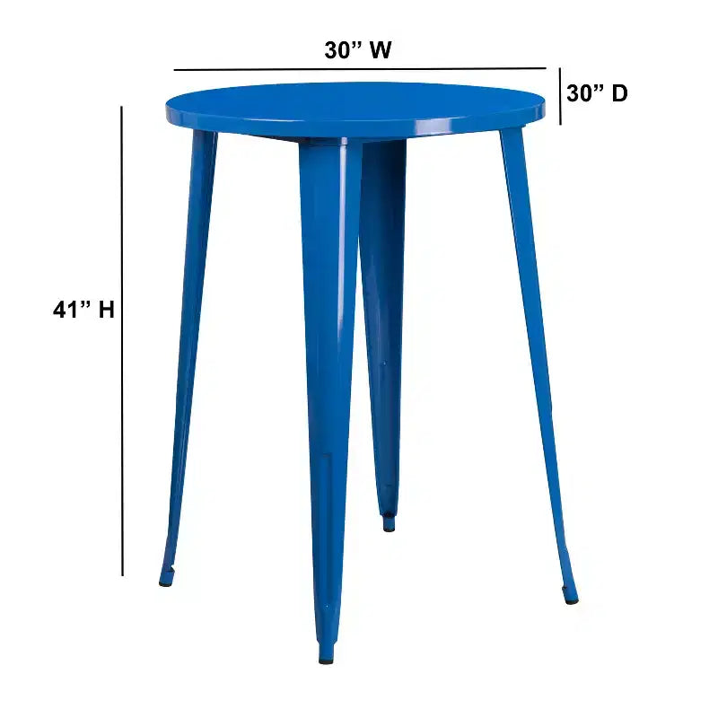 Tavolo rotondo Flash Furniture da 30 pollici in metallo per interni ed esterni ad altezza bar, per uso commerciale