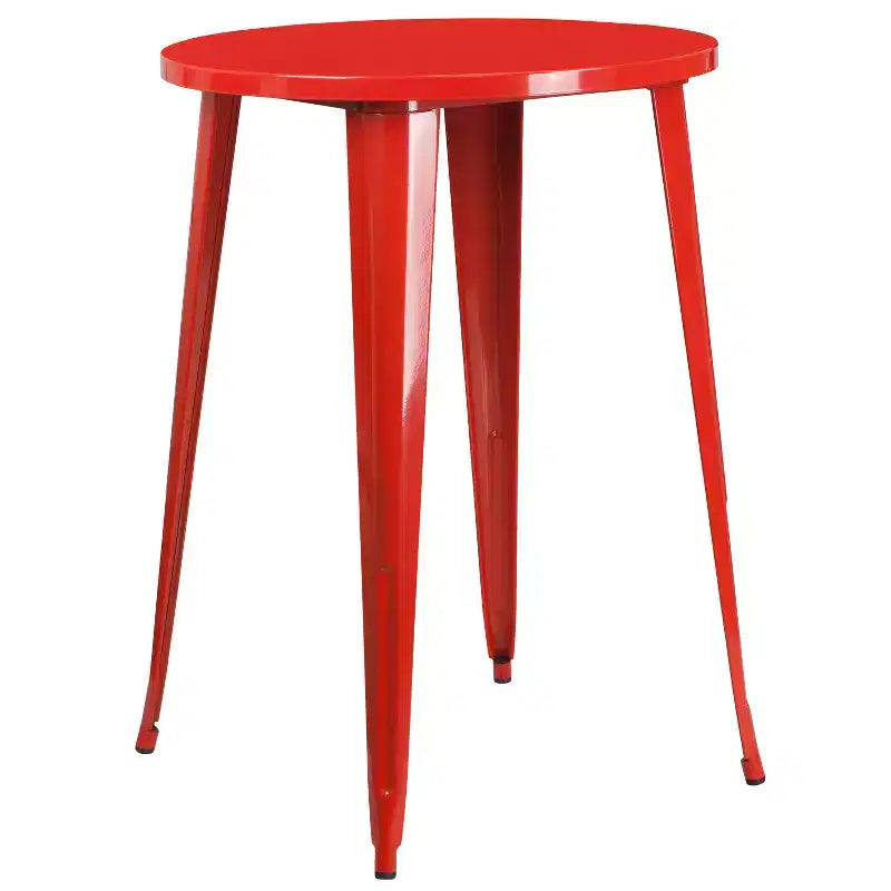 Tavolo rotondo Flash Furniture da 30 pollici in metallo per interni ed esterni ad altezza bar, per uso commerciale