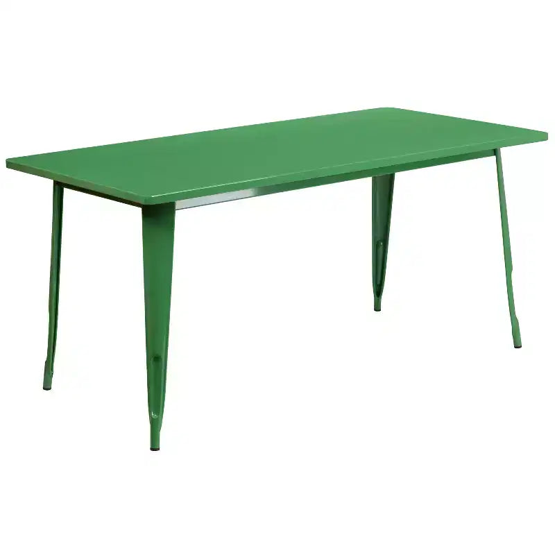 Set Tavolo Rettangolare in Metallo 80x160 cm per Interni-Esterni Flash Furniture di Qualità Commerciale con 4 Sedie Impilabili
