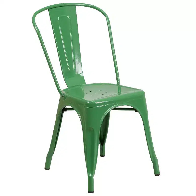 Set Tavolo Rettangolare in Metallo 80x160 cm per Interni-Esterni Flash Furniture di Qualità Commerciale con 4 Sedie Impilabili