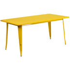 Set Tavolo Rettangolare in Metallo 80x160 cm per Interni-Esterni Flash Furniture di Qualità Commerciale con 4 Sedie Impilabili