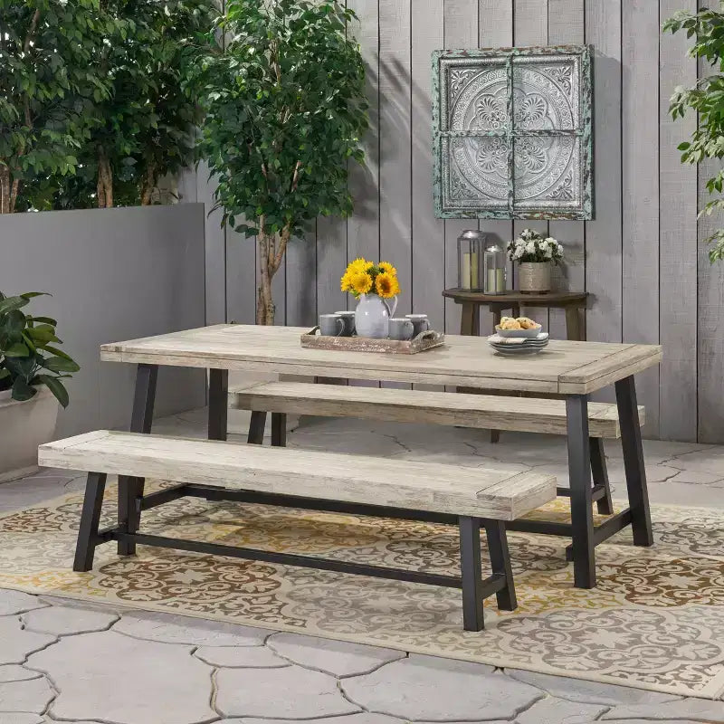 Set da pranzo picnic Carlisle 3 pezzi in legno di acacia - Christopher Knight Home
