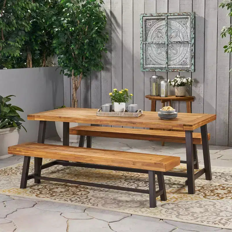Set da pranzo picnic Carlisle 3 pezzi in legno di acacia - Christopher Knight Home