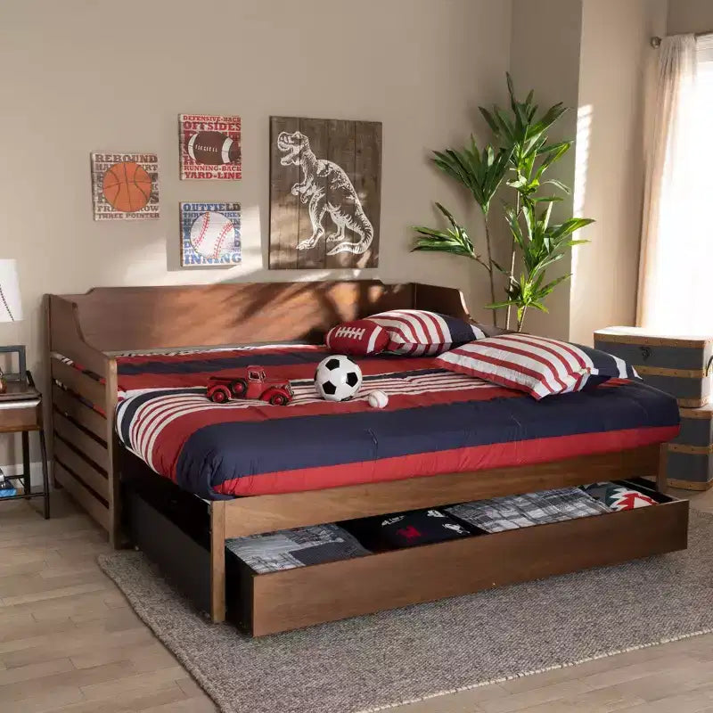 Divano letto allungabile da due piazze a king size con cassetto portaoggetti Jameson - Baxton Studio