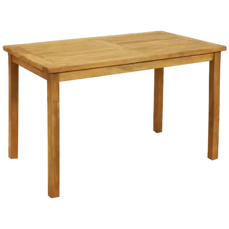 Sunnydaze Outdoor Solid Teak Wood with Stained Finish Rectangular Patio Dining Table - 48 - Light Brown