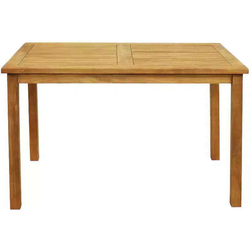 Sunnydaze Tavolo da pranzo rettangolare per esterni in legno massello di teak con finitura antimacchia - 48 - Marrone chiaro