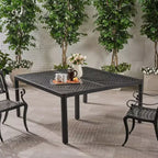 Tavolo da pranzo Tahoe Square in alluminio moderno con dettagli intrecciati - Christopher Knight Home