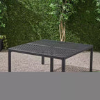 Tavolo da pranzo Tahoe Square in alluminio moderno con dettagli intrecciati - Christopher Knight Home