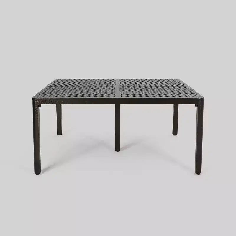 Tavolo da pranzo Tahoe Square in alluminio moderno con dettagli intrecciati - Christopher Knight Home
