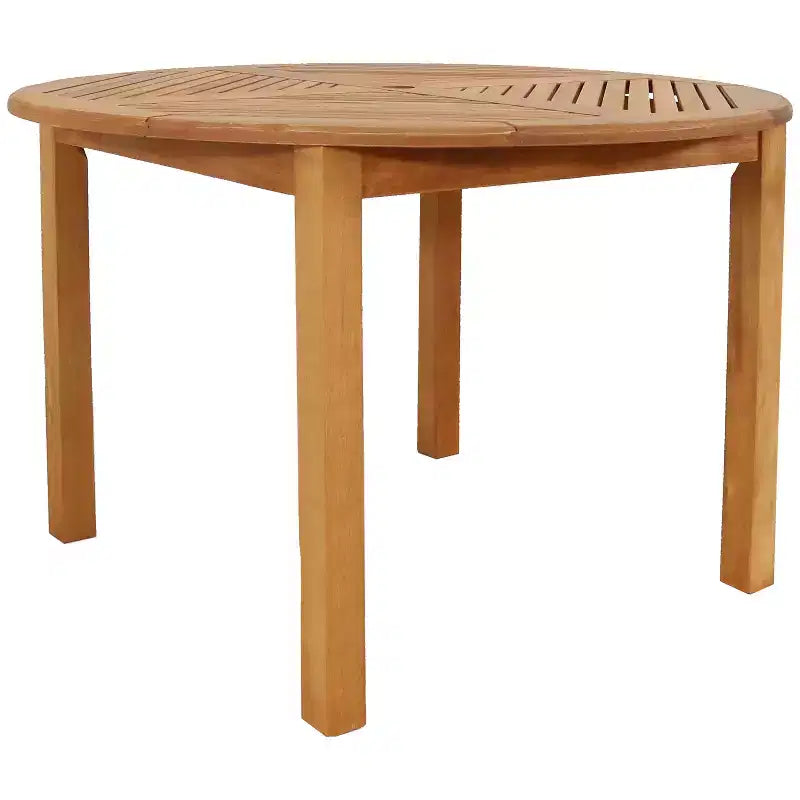 Sunnydaze Outdoor Meranti Wood with Teak Oil Finish Wooden Round Patio Family Dining Table - 42 - Brown