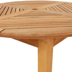 Tavolo da pranzo rotondo per famiglia Sunnydaze da esterno in legno Meranti con finitura a olio di teak - 42 - Marrone