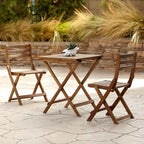 Teal Island Designs Set Bistrò Pieghevole da Esterno da 3 Pezzi in Legno Costiero Tavolo Quadrato e Sedie 59.7 cm di Larghezza Naturale per Portico Patio