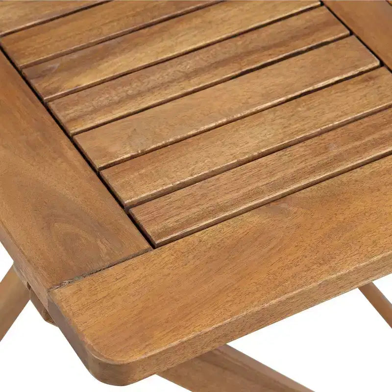 Teal Island Designs Set Bistrò Pieghevole da Esterno da 3 Pezzi in Legno Costiero Tavolo Quadrato e Sedie 59.7 cm di Larghezza Naturale per Portico Patio