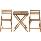 Teal Island Designs Set Bistrò Pieghevole da Esterno da 3 Pezzi in Legno Costiero Tavolo Quadrato e Sedie 59.7 cm di Larghezza Naturale per Portico Patio
