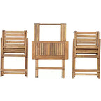 Teal Island Designs Set Bistrò Pieghevole da Esterno da 3 Pezzi in Legno Costiero Tavolo Quadrato e Sedie 59.7 cm di Larghezza Naturale per Portico Patio