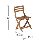Teal Island Designs Set Bistrò Pieghevole da Esterno da 3 Pezzi in Legno Costiero Tavolo Quadrato e Sedie 59.7 cm di Larghezza Naturale per Portico Patio