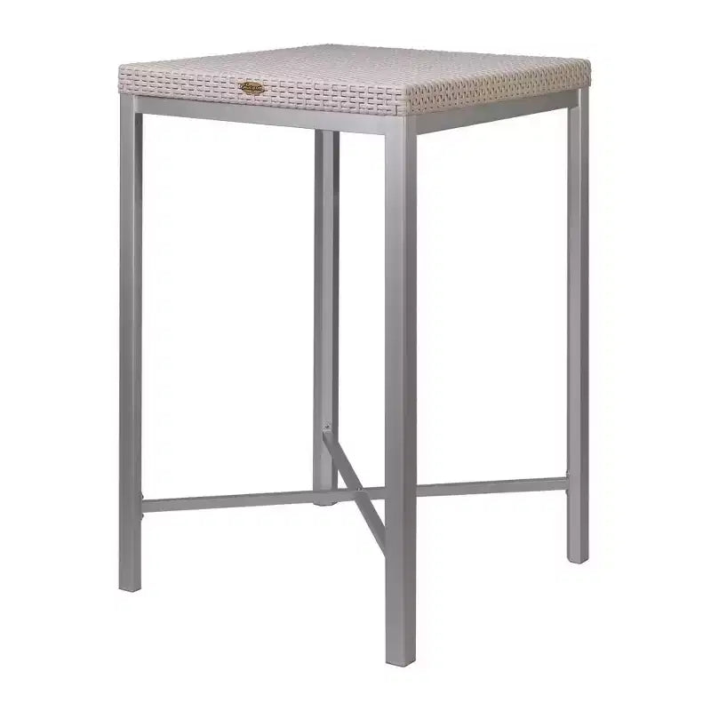 Russ Rattan Bar Table with Aluminum Legs - Lagoon