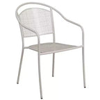 Set tavolo da patio Flash Furniture Oia commerciale da 35,5 pollici quadrato in acciaio per interni ed esterni con 2 sedie con schienale rotondo