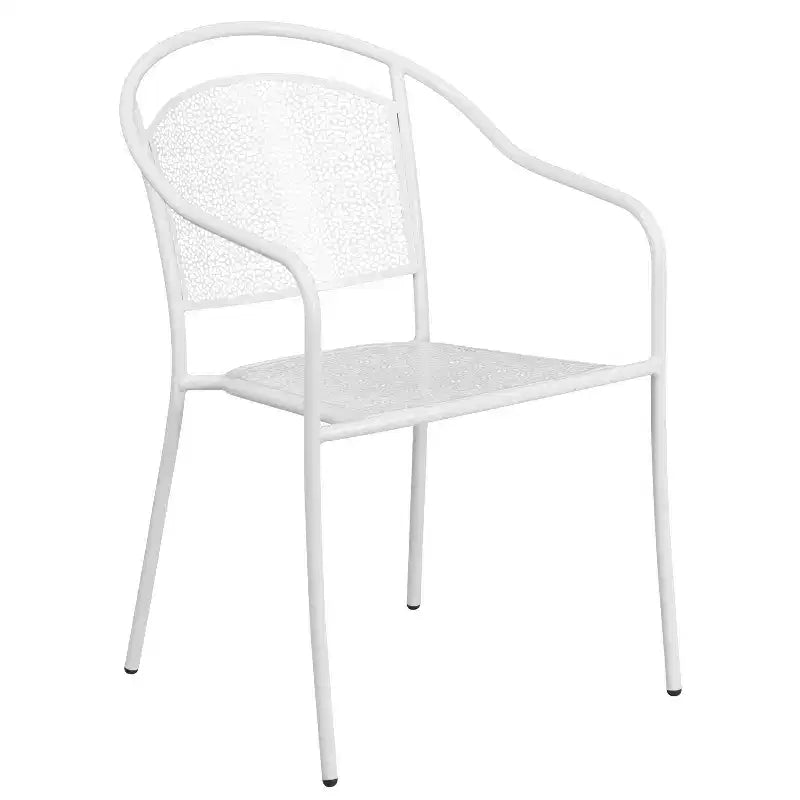 Set tavolo da patio Flash Furniture Oia commerciale da 35,5 pollici quadrato in acciaio per interni ed esterni con 2 sedie con schienale rotondo