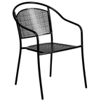 Set tavolo da patio Flash Furniture Oia commerciale da 35,5 pollici quadrato in acciaio per interni ed esterni con 2 sedie con schienale rotondo