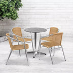 Set Tavolo Rotondo da Interno-Esterno Flash Furniture Lila da 23,5'' in Alluminio con 4 Sedie in Rattan
