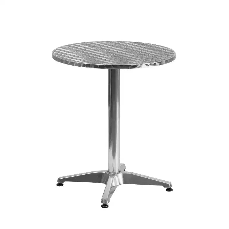 Set Tavolo Rotondo da Interno-Esterno Flash Furniture Lila da 23,5'' in Alluminio con 4 Sedie in Rattan