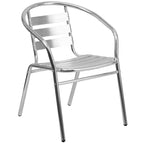 Set tavolo quadrato in alluminio Flash Furniture Lila da 27,5'' per interni-esterni con 2 sedie con schienale a doghe