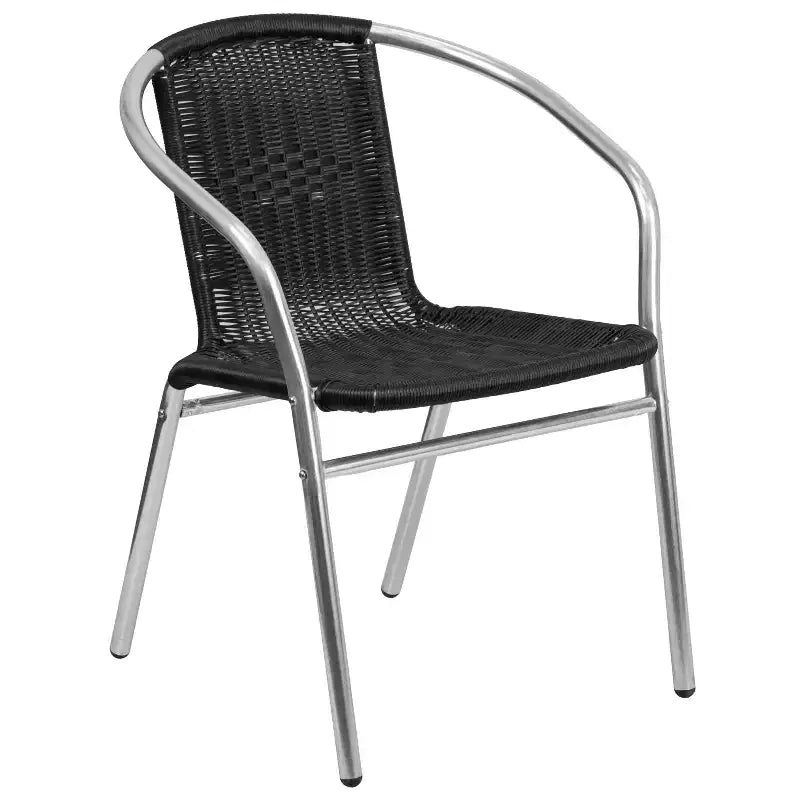 Flash Furniture Lila Set Tavolo Rotondo 31,5" in Alluminio per Interni/Esterni con 4 Sedie in Rattan