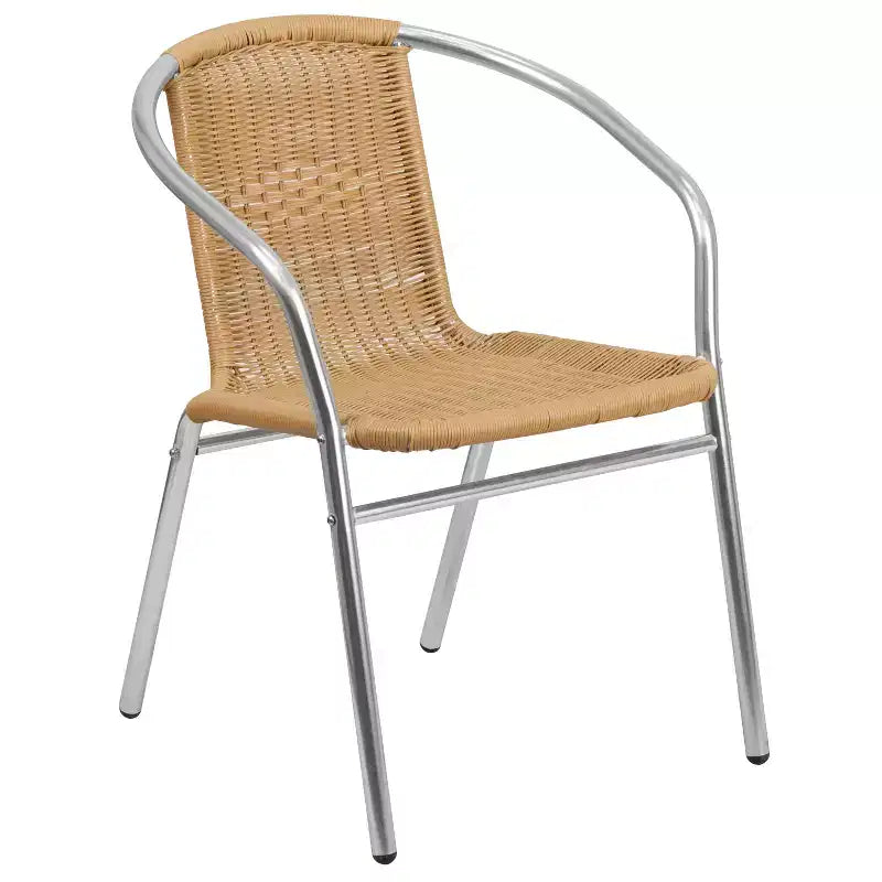 Flash Furniture Lila Set Tavolo Rotondo 31,5" in Alluminio per Interni/Esterni con 4 Sedie in Rattan