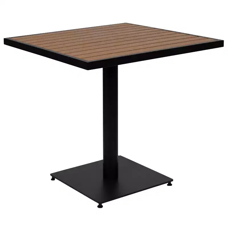 Flash Furniture Lark, set da bistrò da esterno con tavolo e 2 sedie con doghe in poly effetto teak