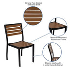 Flash Furniture Lark, set da bistrò da esterno con tavolo e 2 sedie con doghe in poly effetto teak