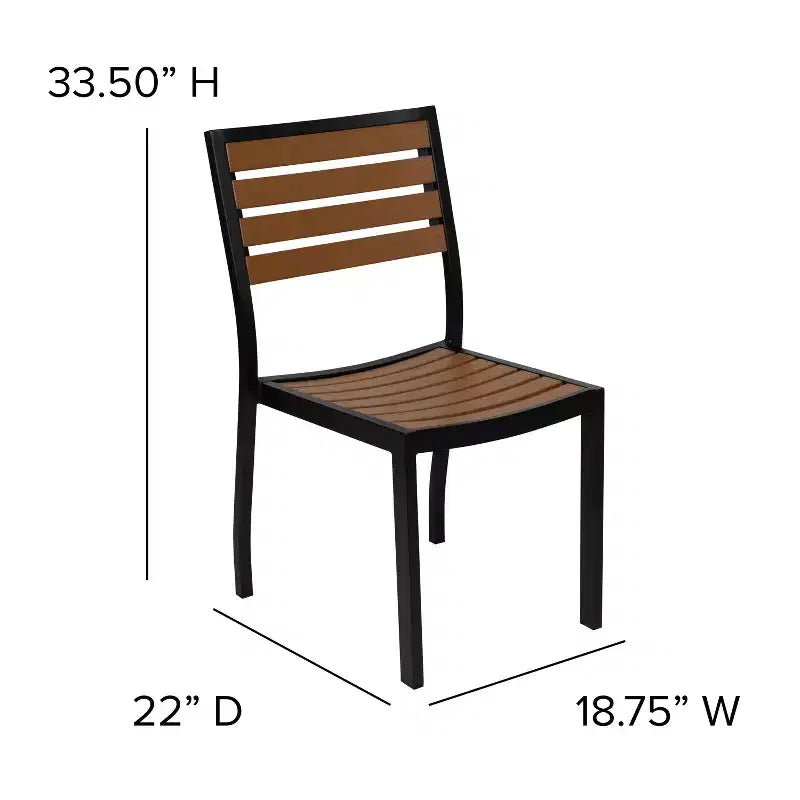 Flash Furniture Lark, set da bistrò da esterno con tavolo e 2 sedie con doghe in poly effetto teak