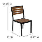 Flash Furniture Lark, set da bistrò da esterno con tavolo e 2 sedie con doghe in poly effetto teak