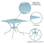 Flash Furniture Oia Tavolo da Esterno Quadrato in Acciaio da 90 cm per Uso Commerciale con Foro per Ombrellone