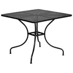 Flash Furniture Oia Commercial Grade 35.5 Square Indoor-Outdoor Steel Patio Table with Umbrella Hole