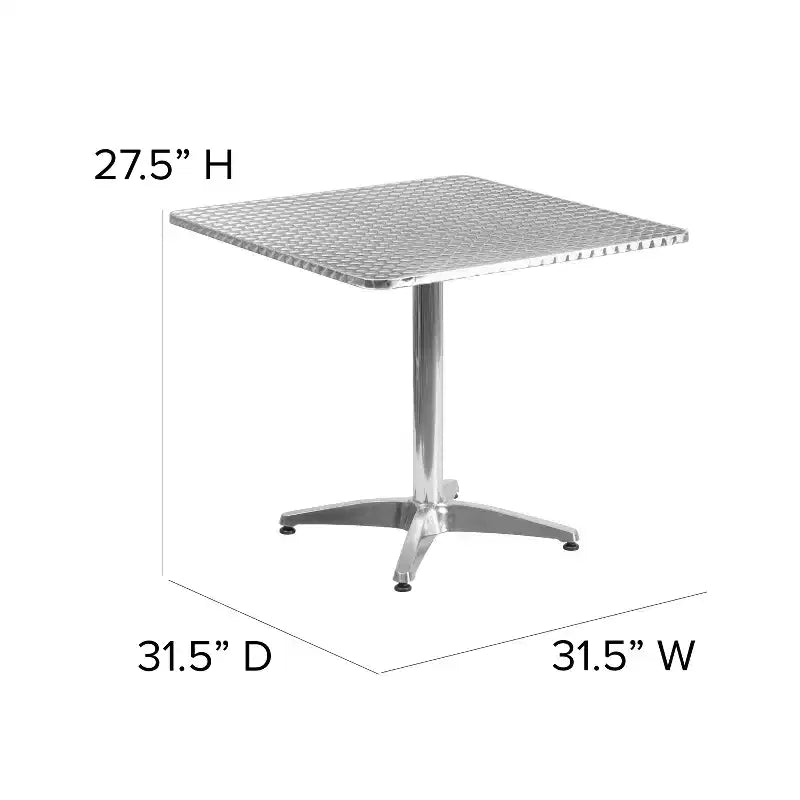 Flash Furniture Mellie, tavolo quadrato da 31.5'' per interni-esterni, in alluminio con base