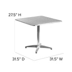 Flash Furniture Mellie, tavolo quadrato da 31.5'' per interni-esterni, in alluminio con base