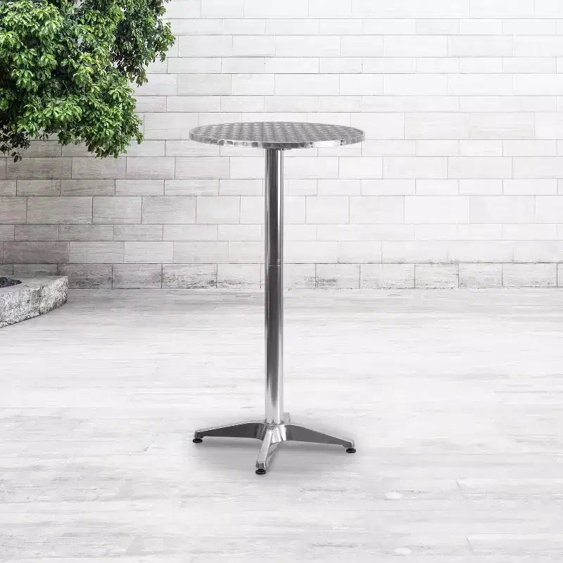 Flash Furniture Mellie, Tavolo Rotondo Alto da Bar da 23,25" in Alluminio per Interni ed Esterni con Piano Ribaltabile