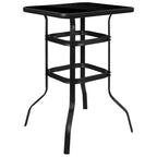 Flash Furniture Barker 27.5 Square Black Tempered Glass Bar Height Metal Patio Bar Table