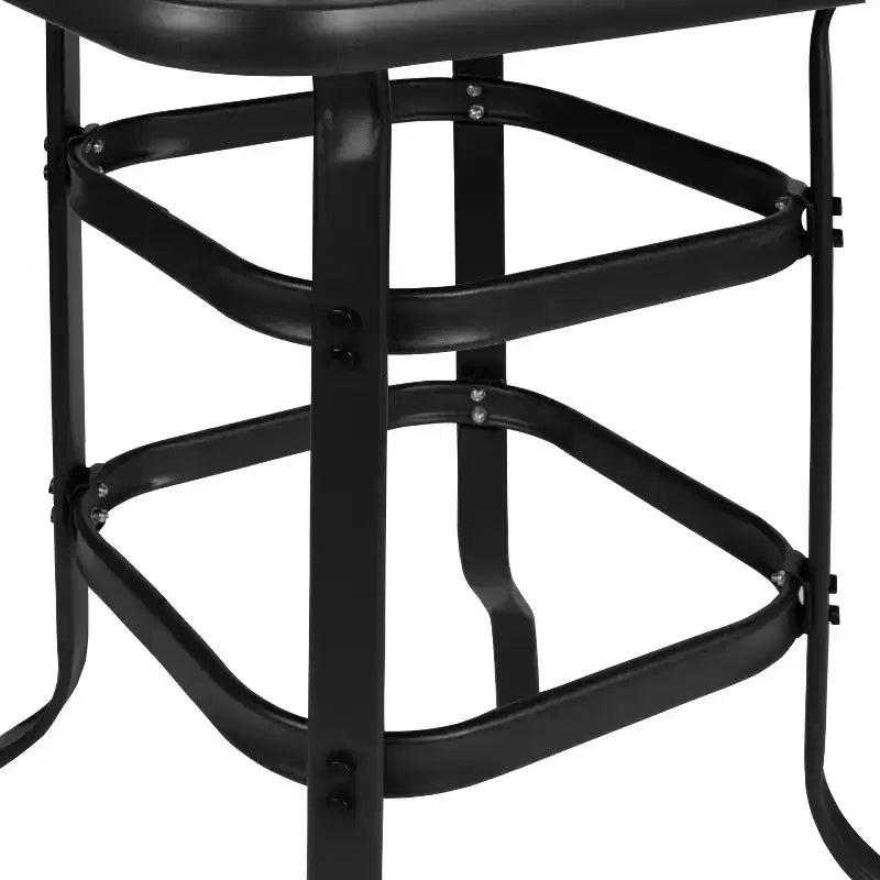 Tavolo da bar quadrato Flash Furniture Barker 27,5 in vetro temperato nero, altezza bar, in metallo per esterni
