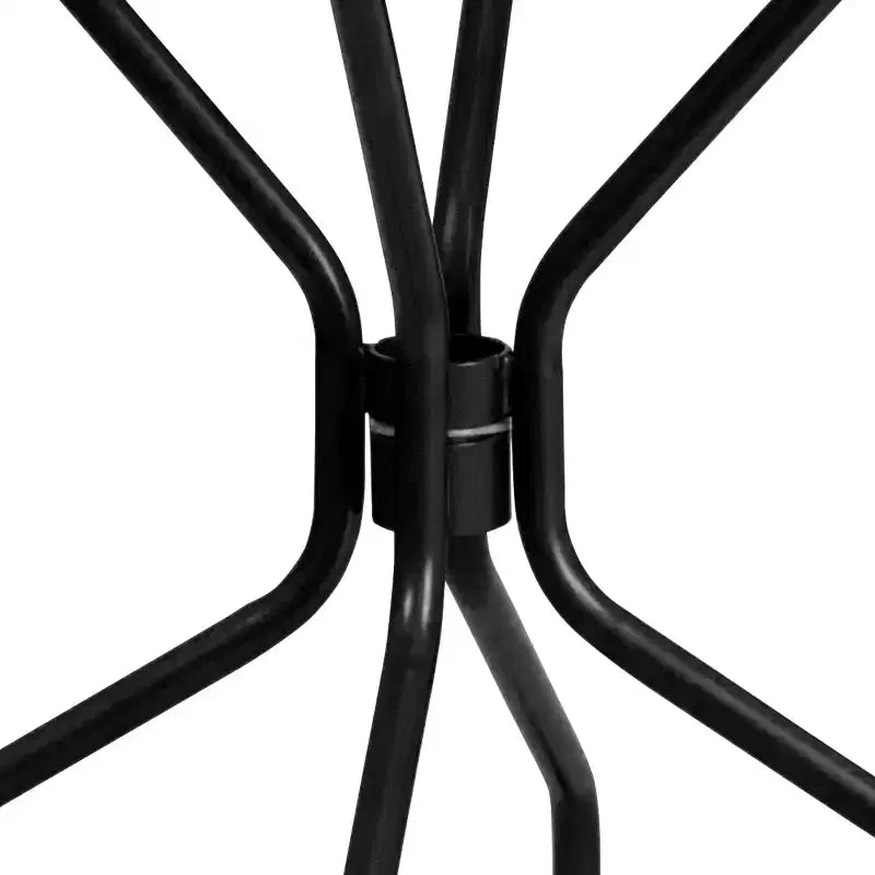 Flash Furniture Oia Tavolo da Esterno/Interno Rotondo in Acciaio Commerciale da 35.25 pollici con Foro per Ombrellone