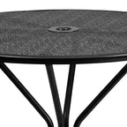 Flash Furniture Oia Tavolo da Esterno/Interno Rotondo in Acciaio Commerciale da 35.25 pollici con Foro per Ombrellone